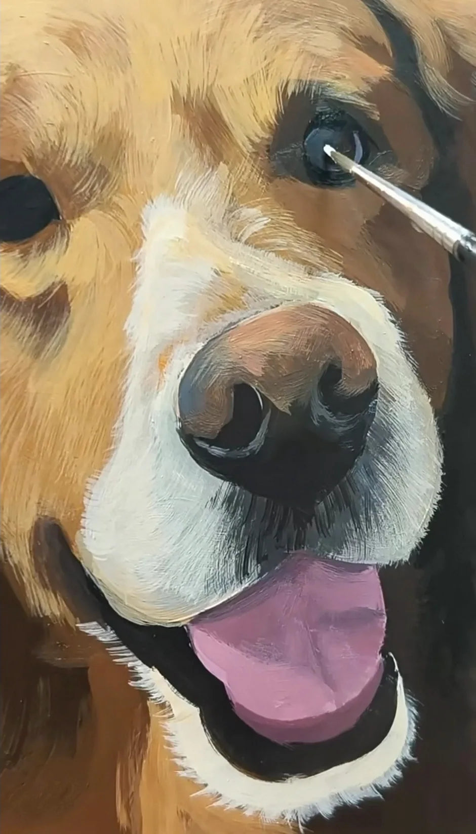 Artist painting a pet’s eye on glass in our real workshop footage