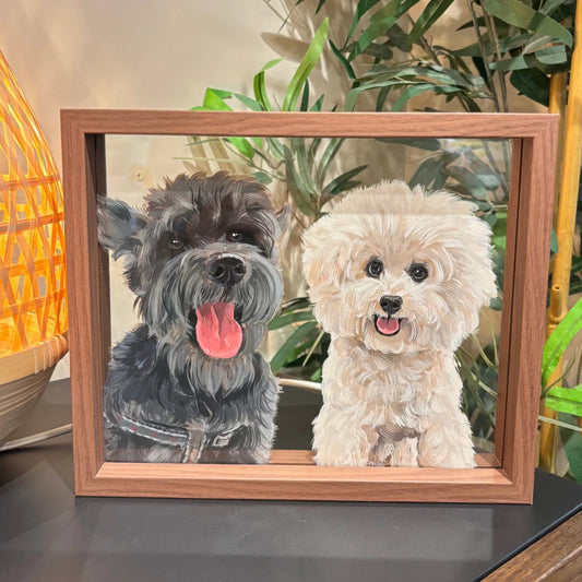 Custom Pet Portrait Glass Painting – Personalized Hand-Painted Pets Art & Pet Memorial
