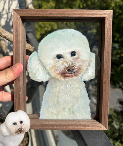 Japanese Traditional Custom Pet Portrait Glass Painting – Personalized Hand-Painted Pets Art & Pet Memorial