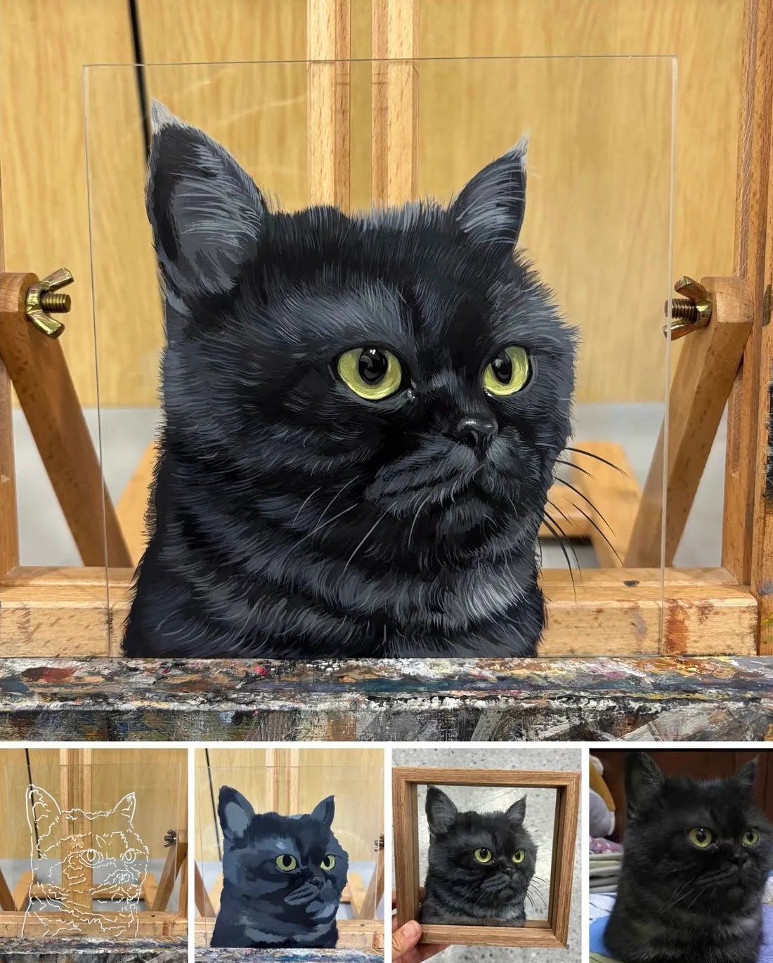 A black cat portrait with green eyes and visible fur detail.