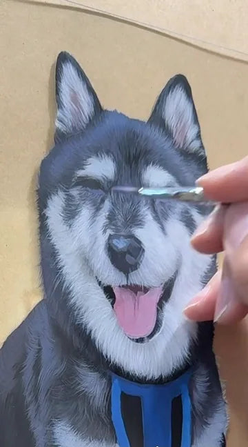 Real workshop footage: A husky: outline to painted portrait