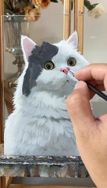 Real workshop footage: Fluffy cat: outline and face details