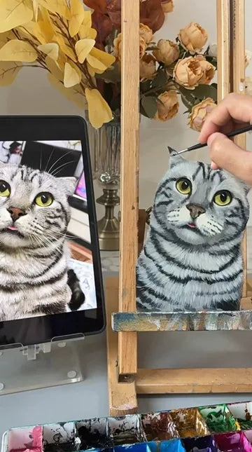 Real workshop footage: Tabby: reference photo to painted details