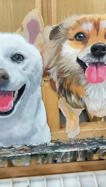 Real workshop footage: Two dogs: mouth and coat details