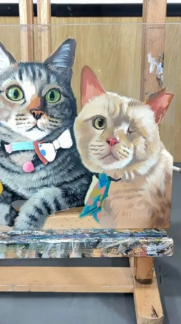 Real workshop footage: Three cats: outline to finished painting