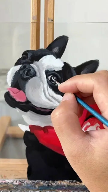 Real workshop footage: A small dog with a red bandana
