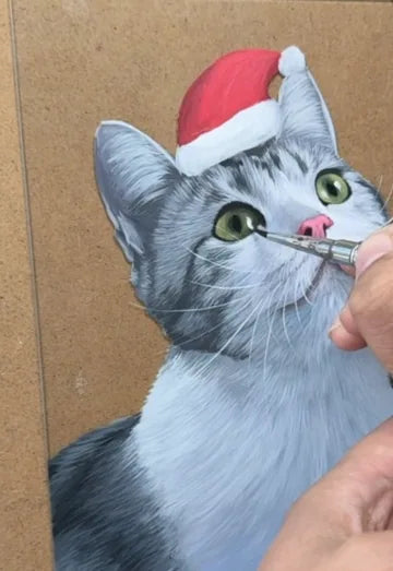 Real workshop footage: Cat in a Santa hat: finishing details